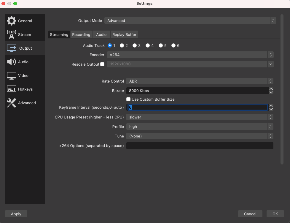 OBS high quality streaming settings